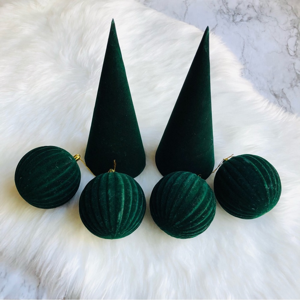 Emerald Green Felt Christmas Decor 6 pc